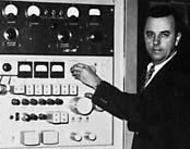 Chuck Lundgren with new transmitter, 1969