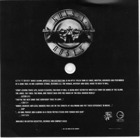 GUNS N' ROSES tour promo (back)